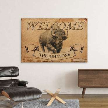 Personalized Buffalo-Themed Family Welcomer Premium Canvas Print