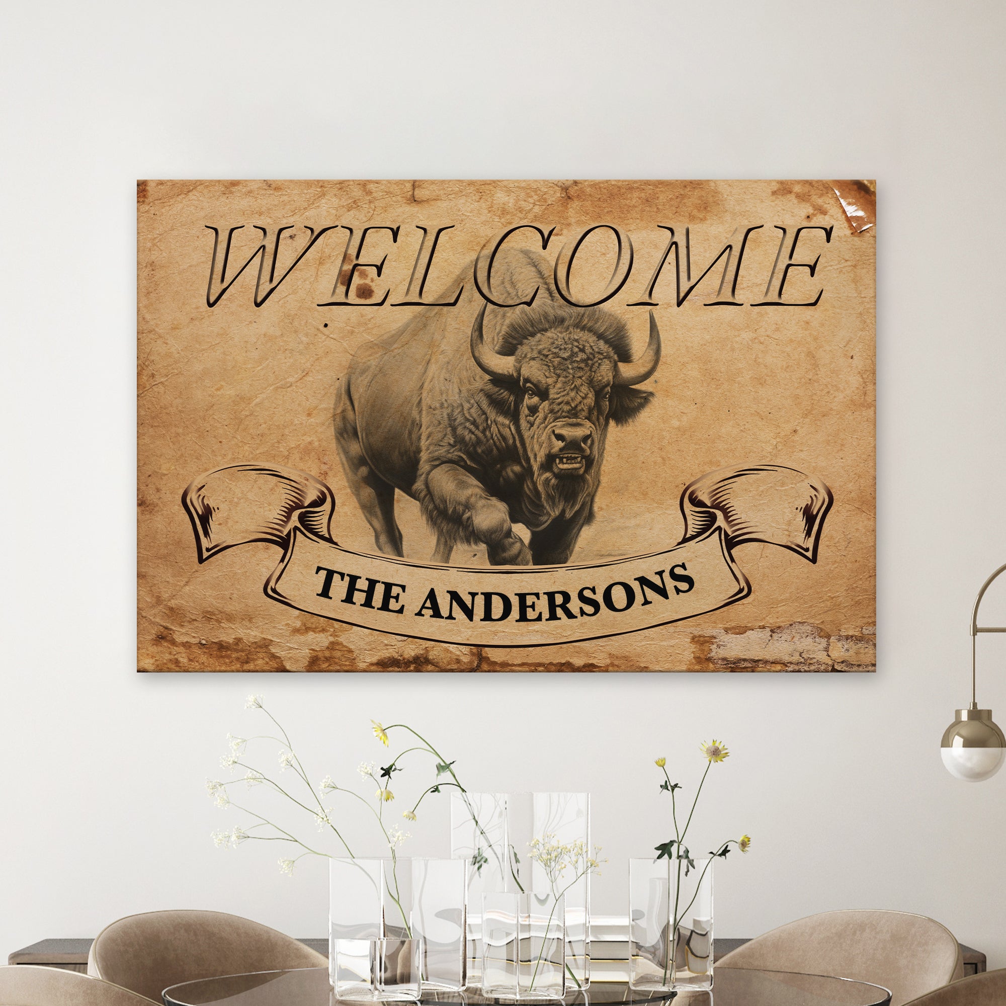 Personalized Buffalo-Themed Family Welcomer Premium Canvas Print