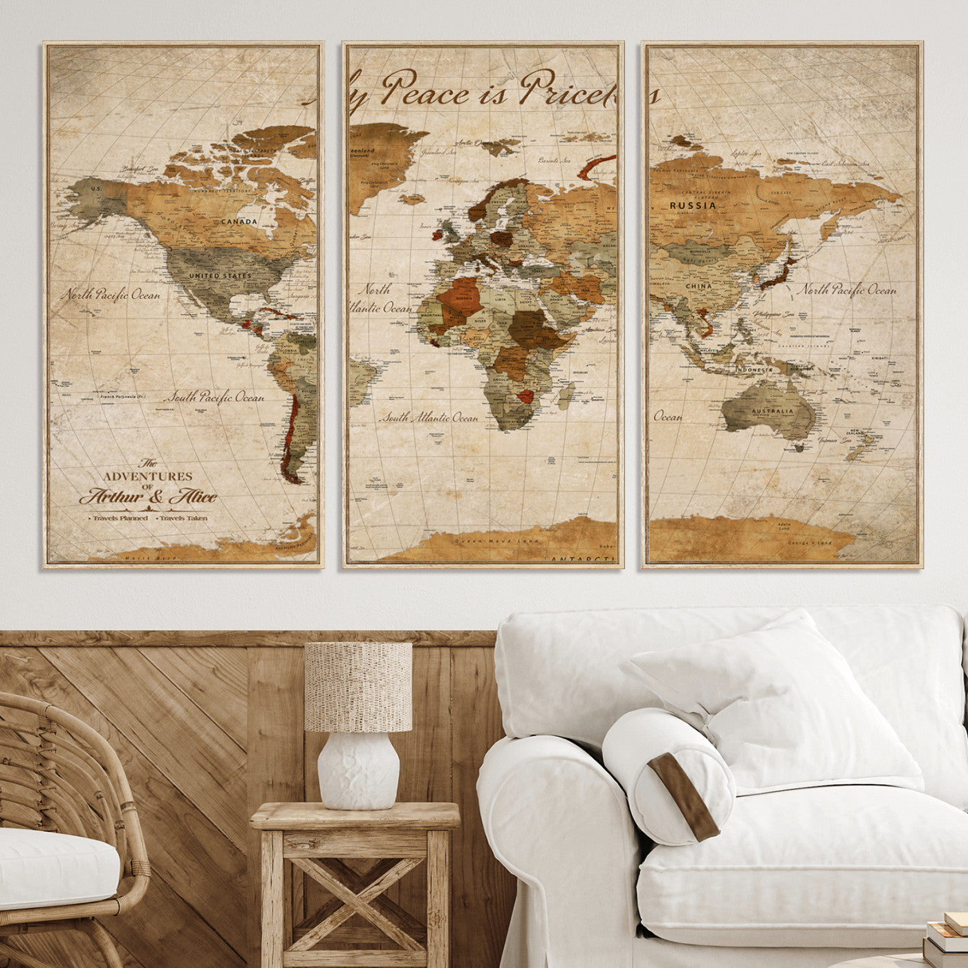 Vintage World Map Wall Art Print