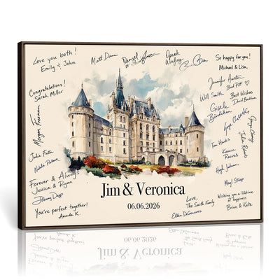Wedding Guest Book Alternative Wall Art Canvas Print, Personalized Couple Photo Guestbook