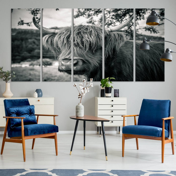 Highland Cow Wall Art Canvas Print Scottish Cattle Canvas Art