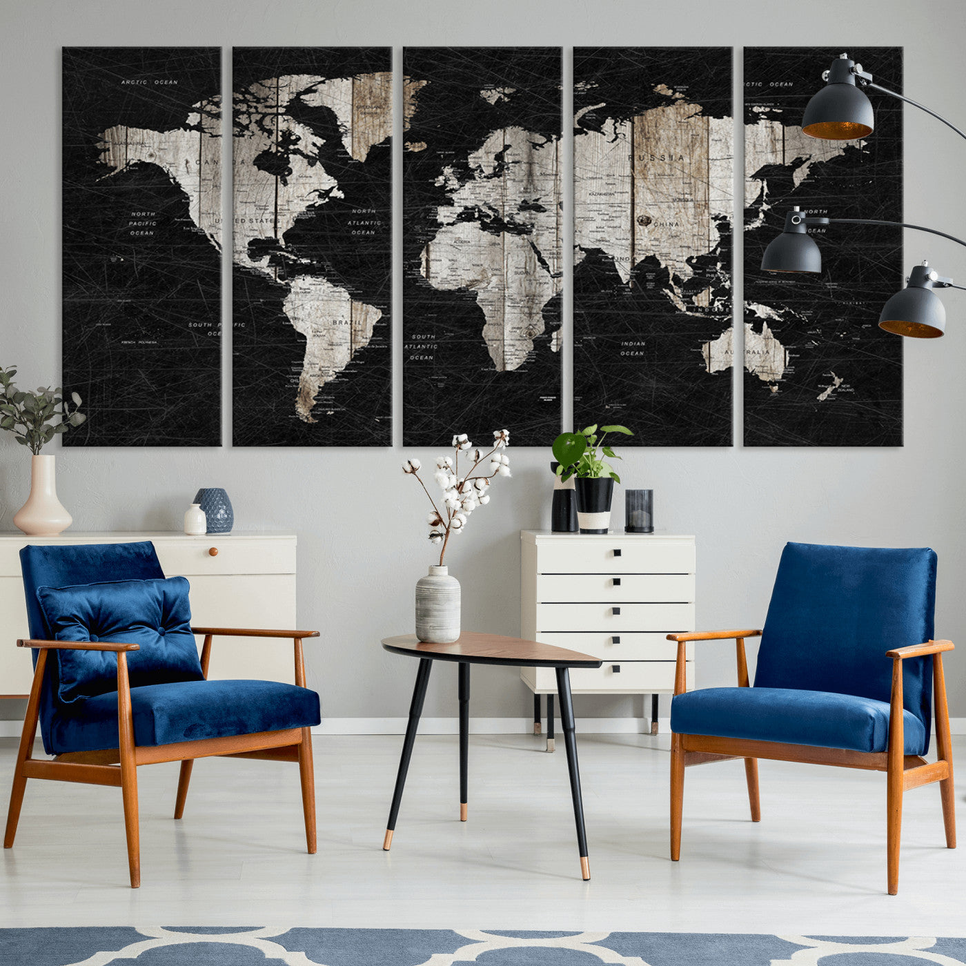 Push Pin World Map Canvas Print – Framed Wall Art for Couples to Track Their Travels – Anniversary Gift or Home Adventure Decor
