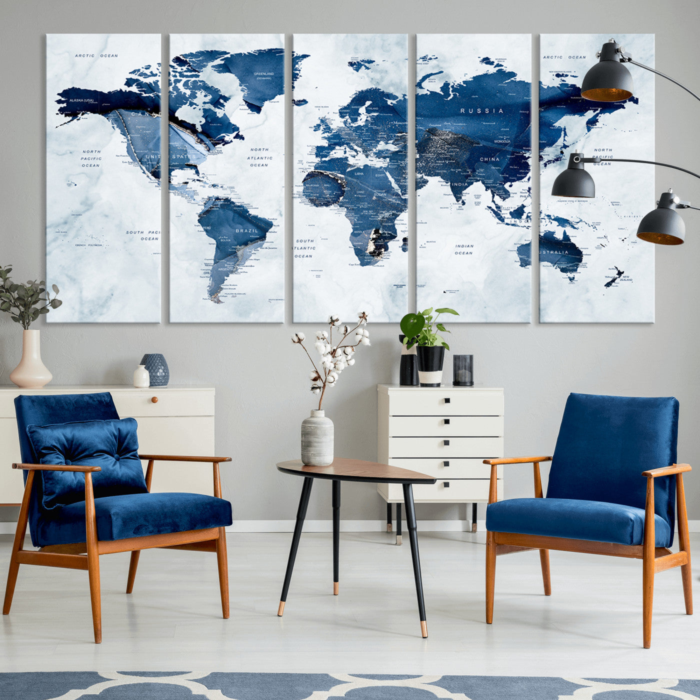 Push Pin World Map Canvas Print – Framed Wall Art for Couples to Track Their Travels – Anniversary Gift or Home Adventure Decor