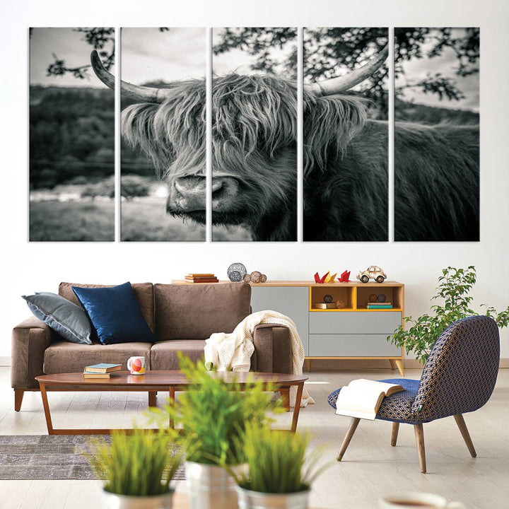 Highland Cow Wall Art Canvas Print Scottish Cattle Canvas Art