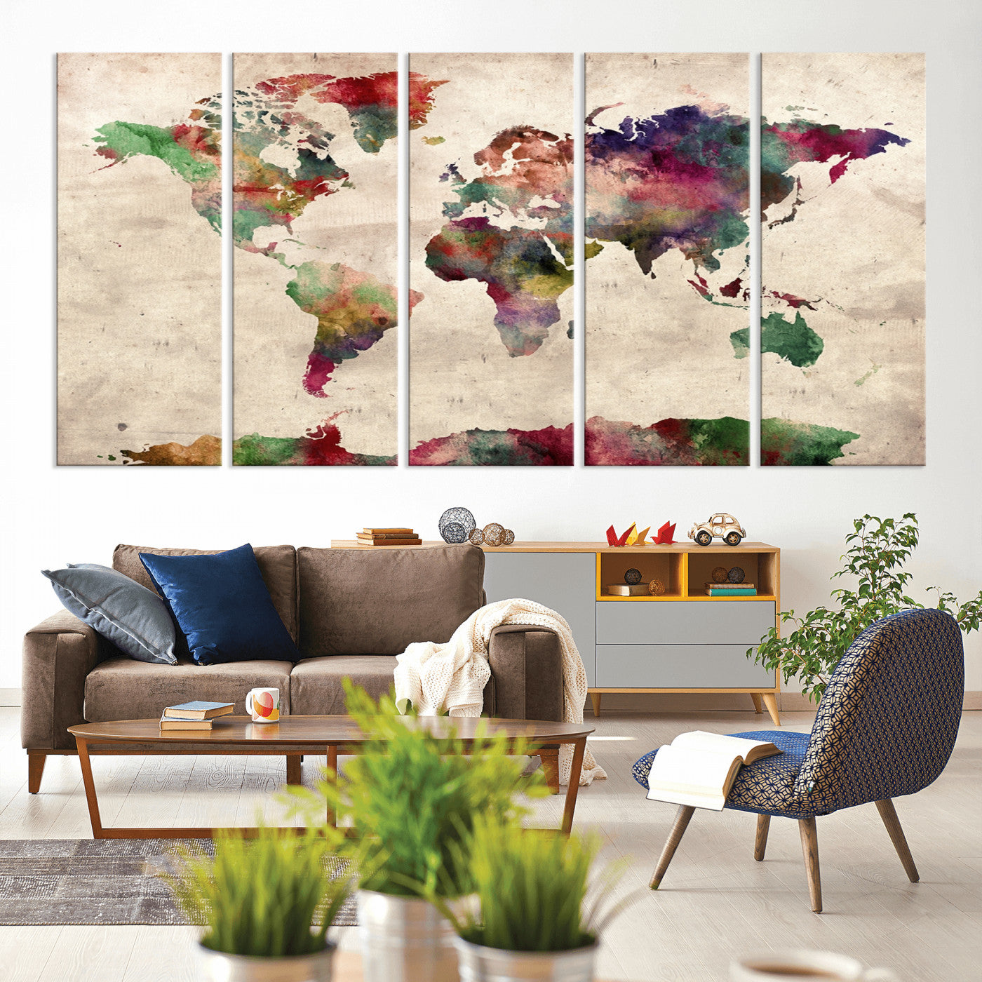 Push Pin World Map Canvas Print – Framed Wall Art for Couples to Track Their Travels – Anniversary Gift or Home Adventure Decor
