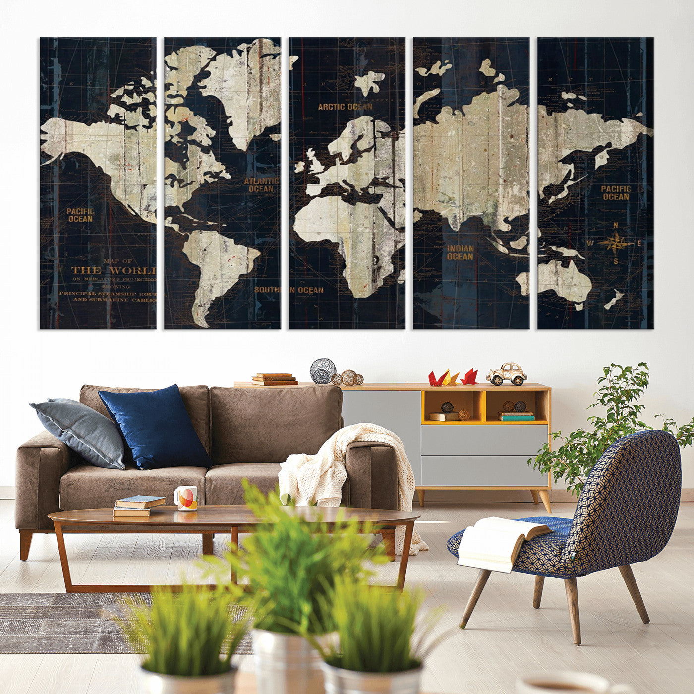 Push Pin World Map Canvas Print – Framed Wall Art for Couples to Track Their Travels – Anniversary Gift or Home Adventure Decor