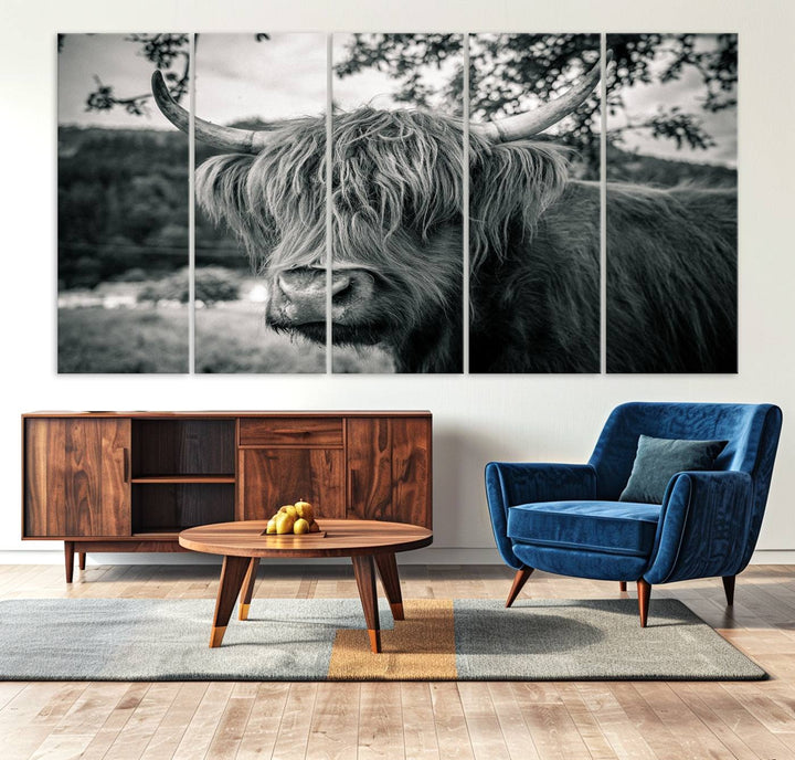 Highland Cow Wall Art Canvas Print Scottish Cattle Canvas Art