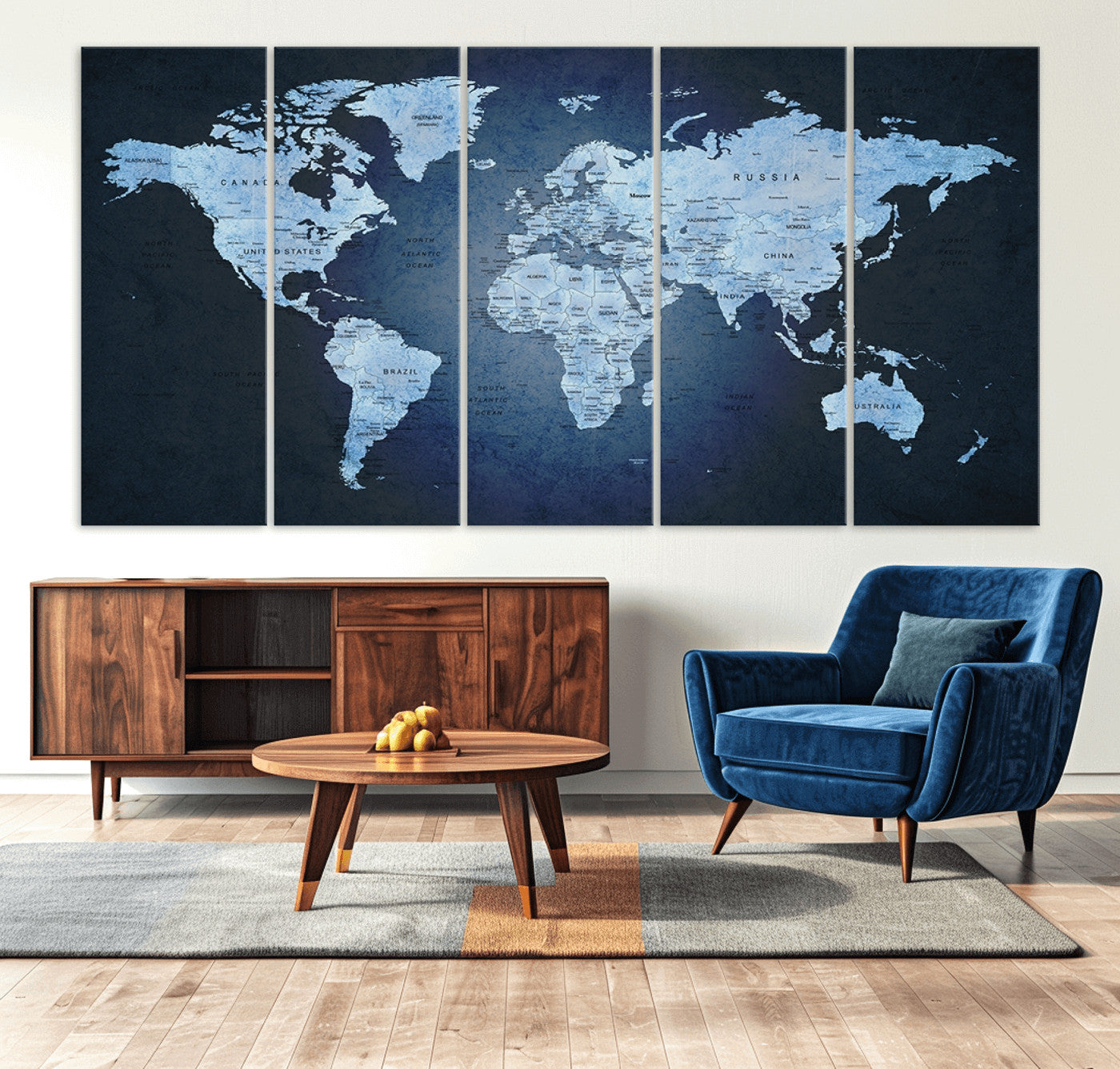 Push Pin World Map Canvas Print – Framed Wall Art for Couples to Track Their Travels – Anniversary Gift or Home Adventure Decor