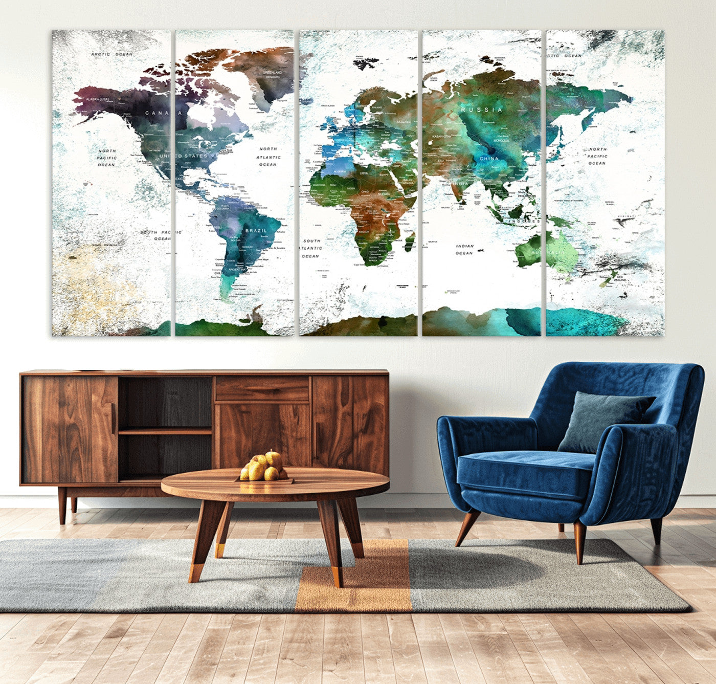 Push Pin World Map Canvas Print – Framed Wall Art for Couples to Track Their Travels – Anniversary Gift or Home Adventure Decor