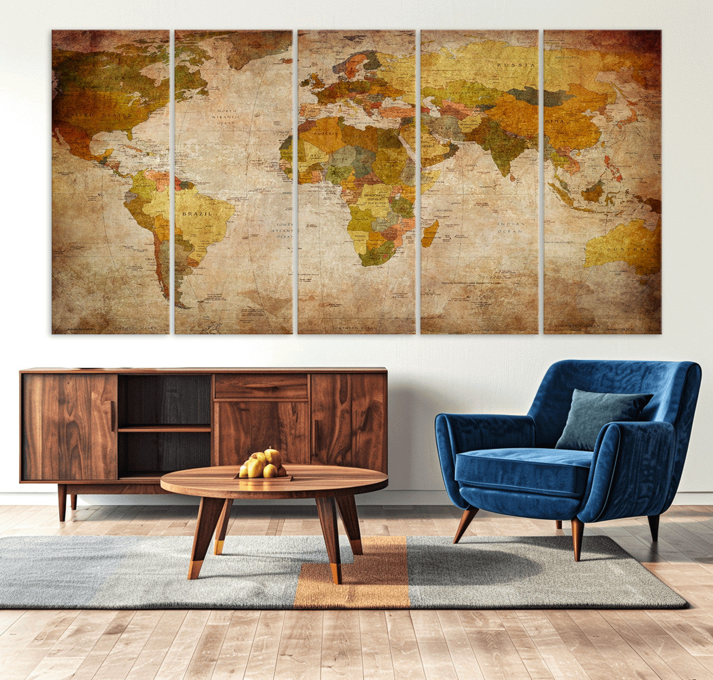 Push Pin World Map Canvas Print – Framed Wall Art for Couples to Track Their Travels – Anniversary Gift or Home Adventure Decor
