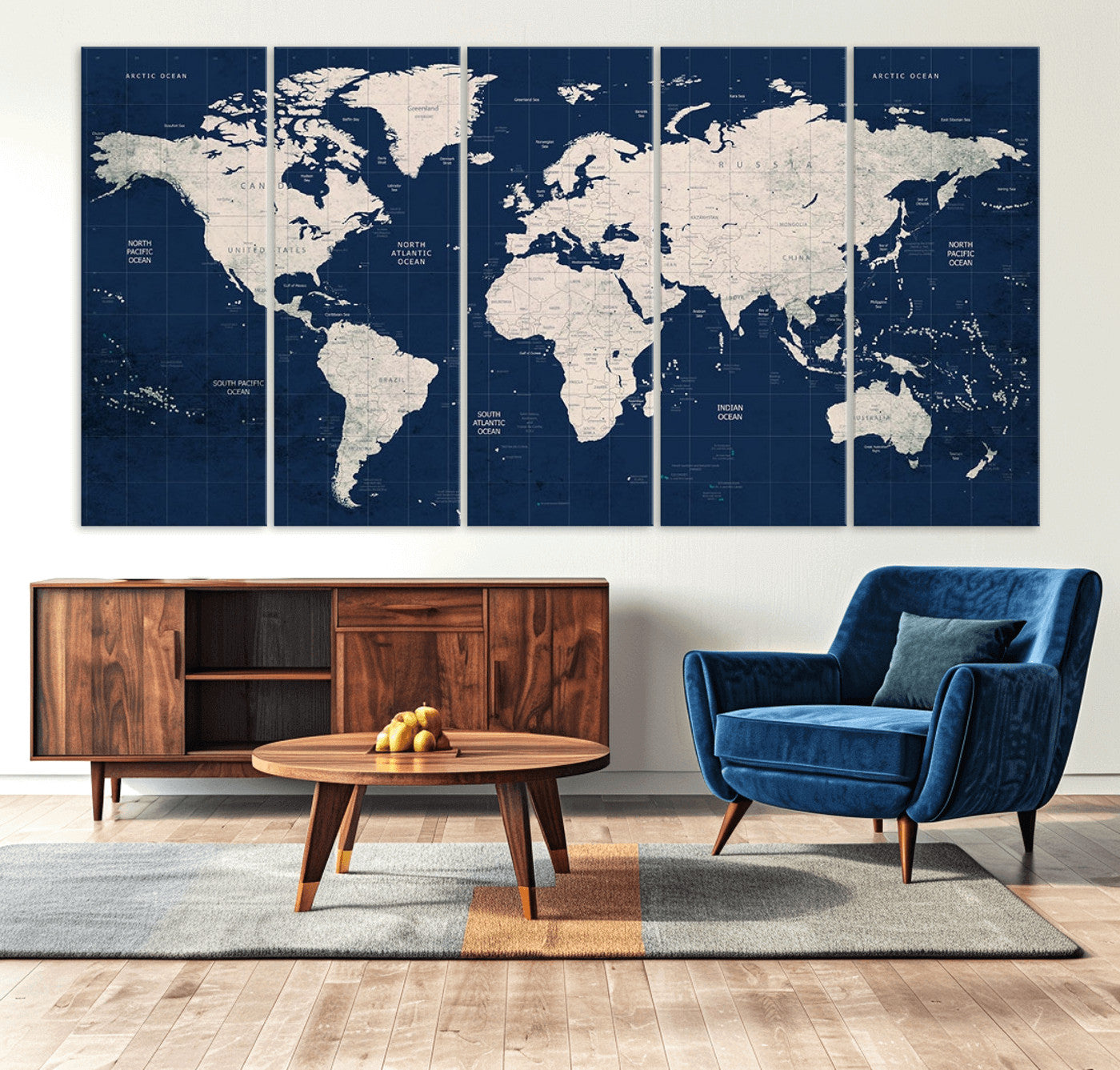 Push Pin World Map Canvas Print – Framed Wall Art for Couples to Track Their Travels – Anniversary Gift or Home Adventure Decor