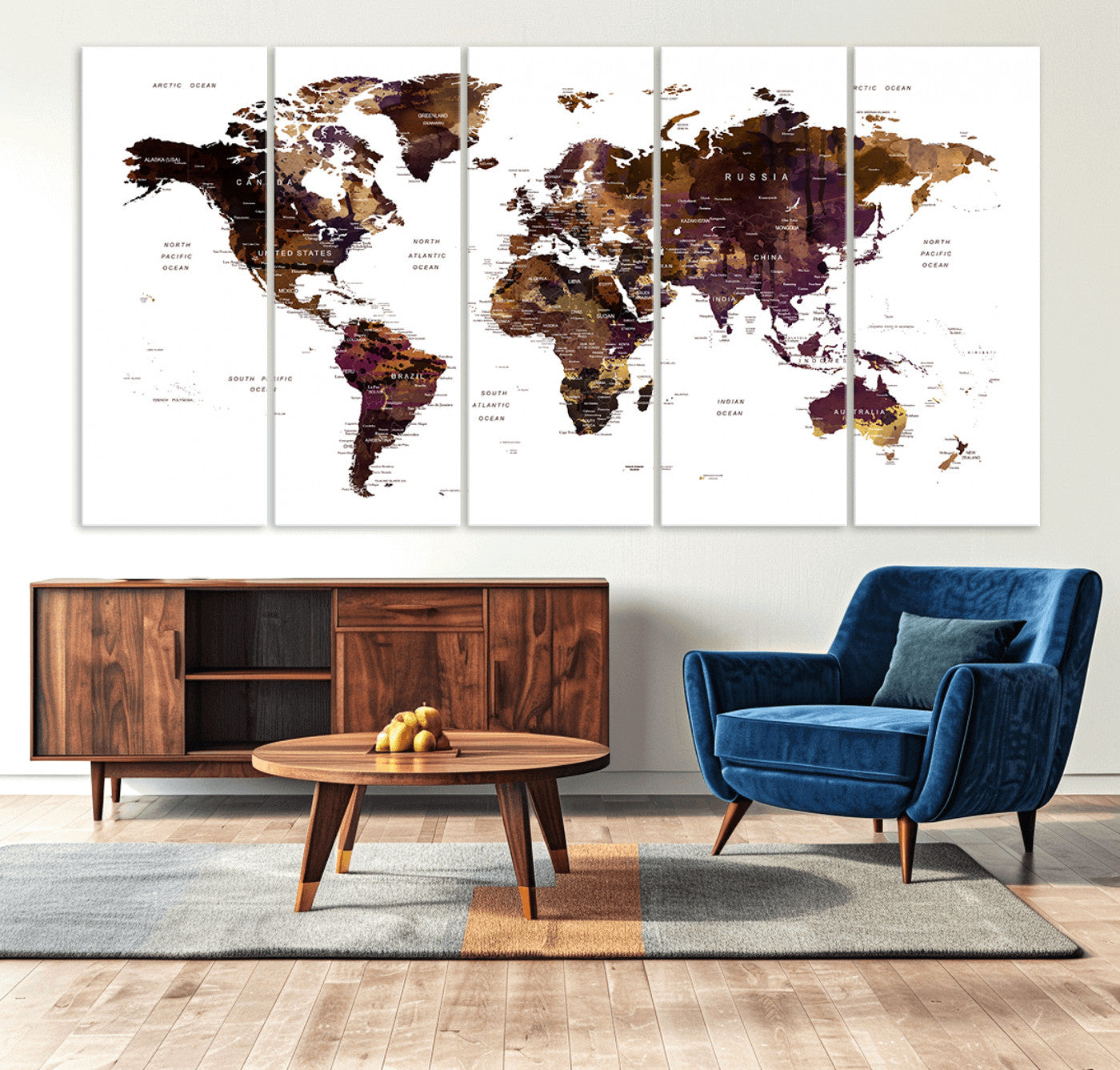 Push Pin World Map Canvas Print – Framed Wall Art for Couples to Track Their Travels – Anniversary Gift or Home Adventure Decor