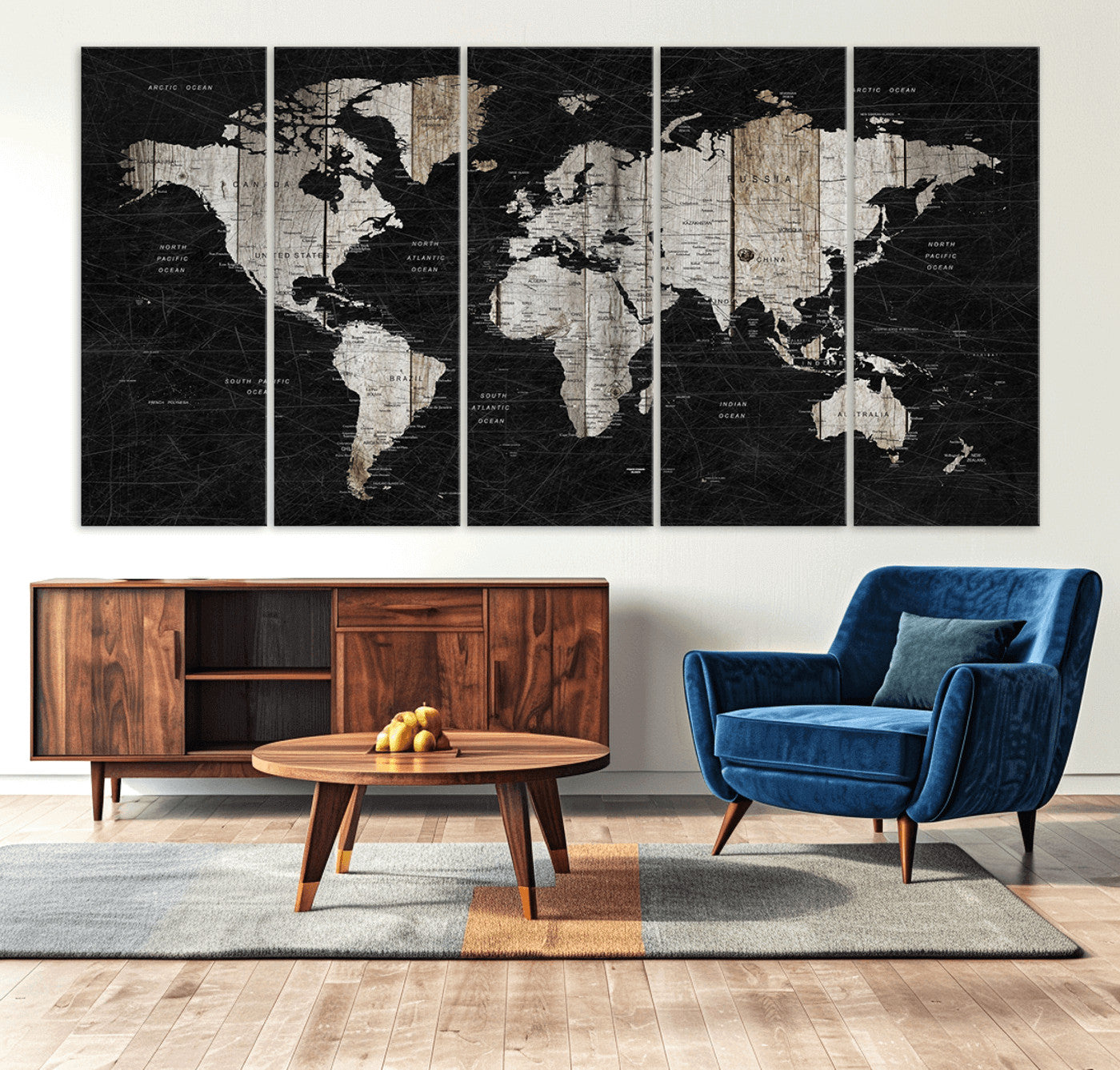 Push Pin World Map Canvas Print – Framed Wall Art for Couples to Track Their Travels – Anniversary Gift or Home Adventure Decor