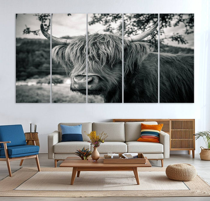Highland Cow Wall Art Canvas Print Scottish Cattle Canvas Art