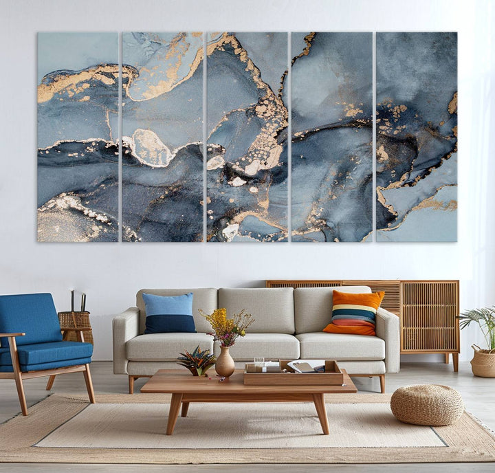 Multipanel Marble Fluid Effect Wall Art Abstract Canvas Wall Art Print