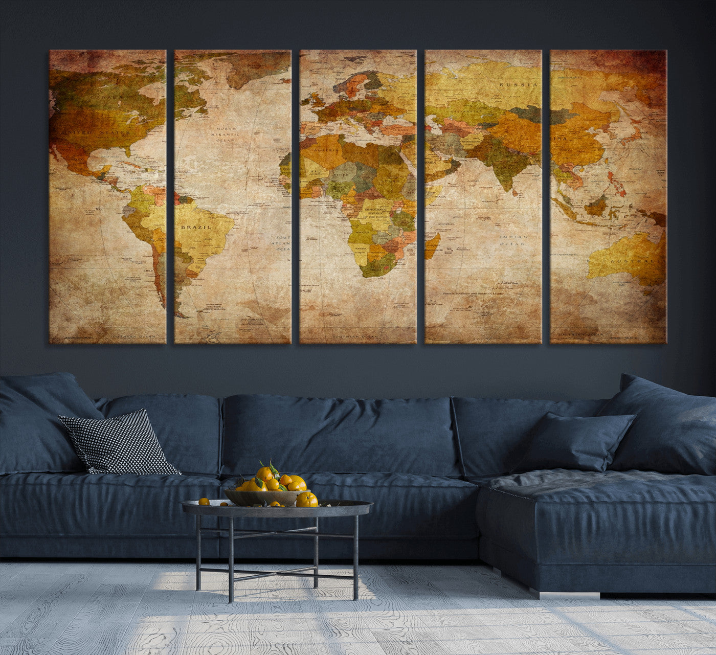 Push Pin World Map Canvas Print – Framed Wall Art for Couples to Track Their Travels – Anniversary Gift or Home Adventure Decor