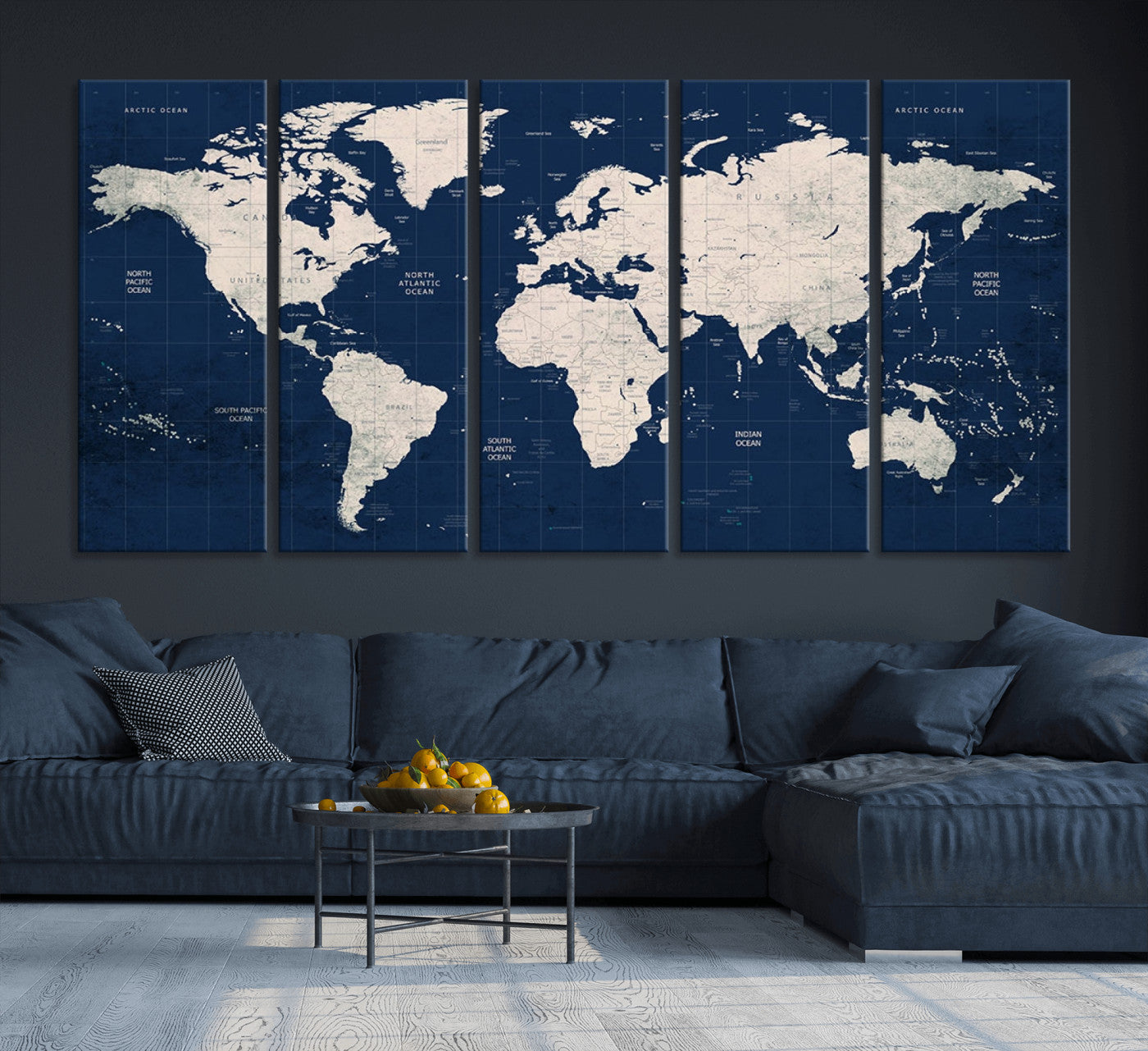 Push Pin World Map Canvas Print – Framed Wall Art for Couples to Track Their Travels – Anniversary Gift or Home Adventure Decor