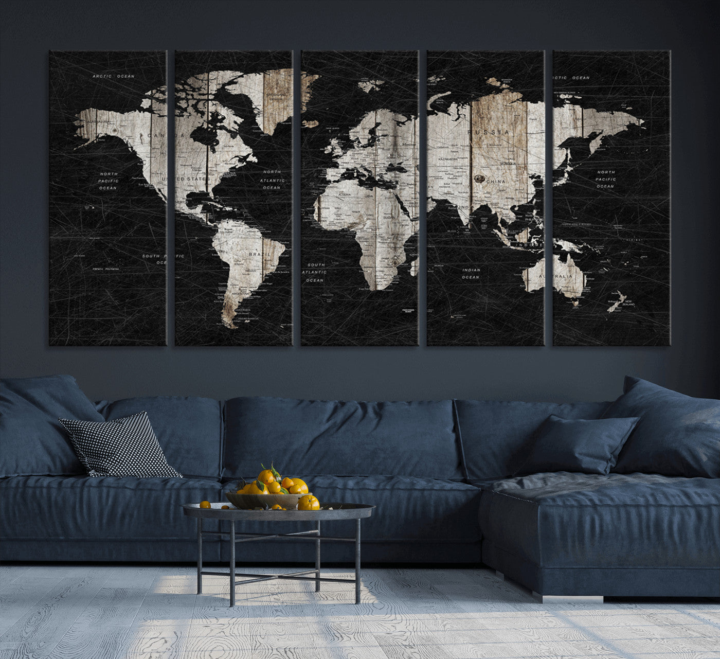 Push Pin World Map Canvas Print – Framed Wall Art for Couples to Track Their Travels – Anniversary Gift or Home Adventure Decor