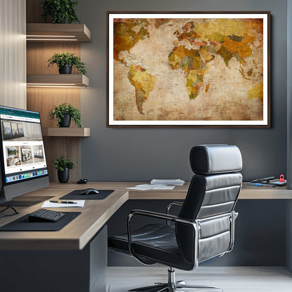 Push Pin World Map Canvas Print – Framed Wall Art for Couples to Track Their Travels – Anniversary Gift or Home Adventure Decor