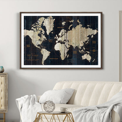 Push Pin World Map Canvas Print – Framed Wall Art for Couples to Track Their Travels – Anniversary Gift or Home Adventure Decor