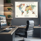 40183091-MGC-FP-36x24-Custom Framed World Map Canvas Print – Personalized Push Pin Travel Tracker Gift for Couples, Weddings, or Anniversary Celebrations