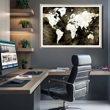 66737-MGC-FP-36x24_Natural-Push Pin World Map Canvas Print – Framed Wall Art for Couples to Track Their Travels – Anniversary Gift or Home Adventure Decor