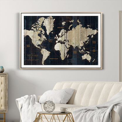 Push Pin World Map Canvas Print – Framed Wall Art for Couples to Track Their Travels – Anniversary Gift or Home Adventure Decor