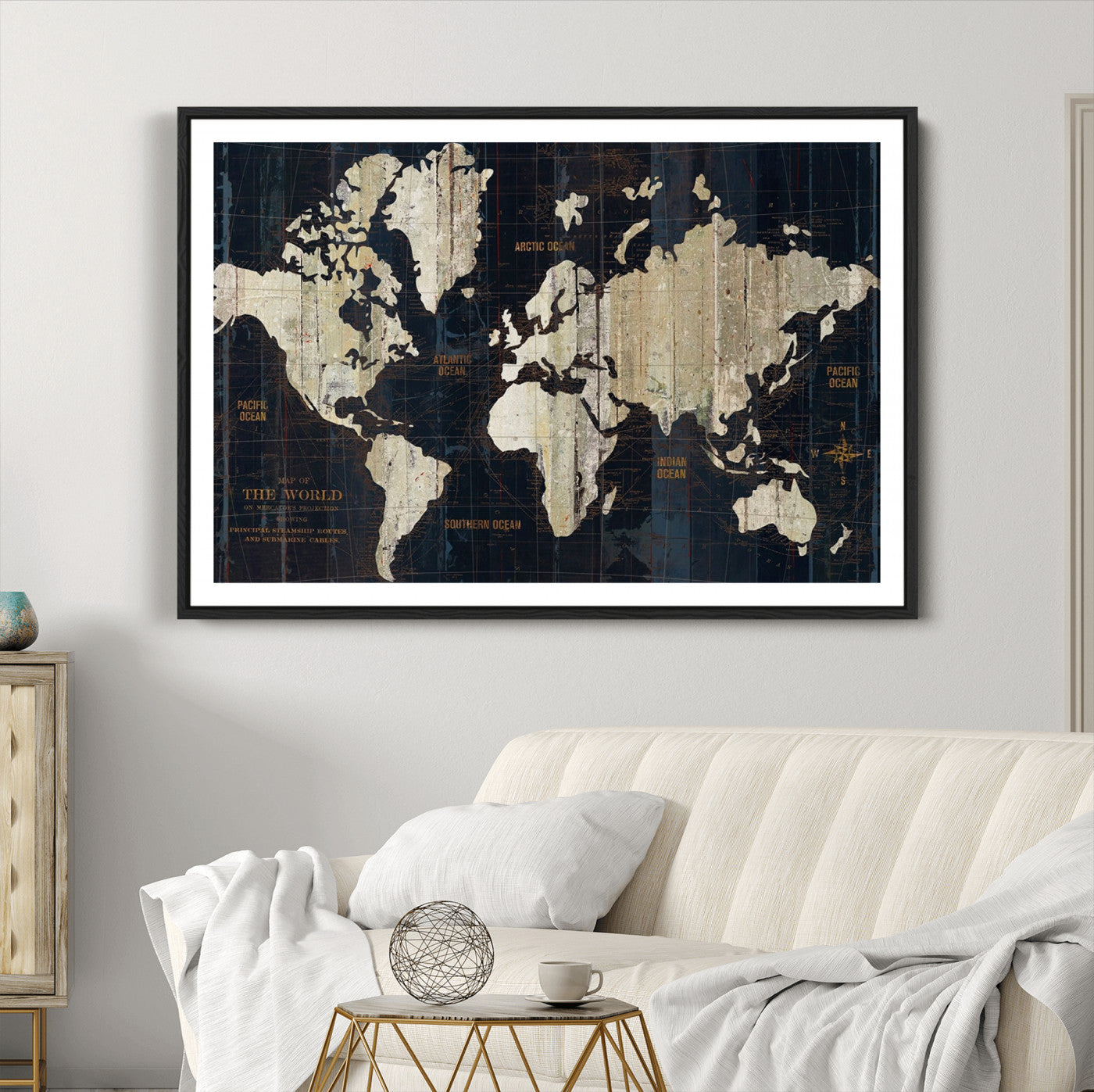 Push Pin World Map Canvas Print – Framed Wall Art for Couples to Track Their Travels – Anniversary Gift or Home Adventure Decor