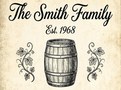 Vintage cream and black family name sign, print option