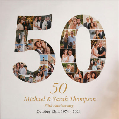 Personalized 50th Anniversary Photo Collage Wall Art Print, Golden Anniversary Gift