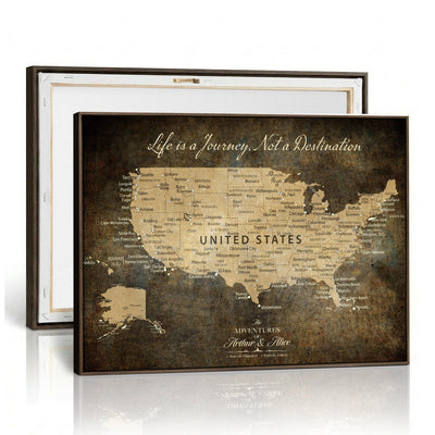 51713332-MGV-CV-36X24 - Personalized USA Push Pin Travel Map Canvas for Adventure Wall Decor