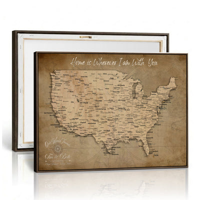 61111684-MGV-CV-36X24 - Personalized USA Push Pin Travel Map Canvas for Adventure Wall Decor