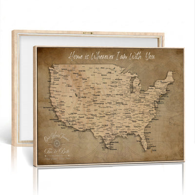 61111684-MGV-CV-36X24 - Personalized USA Push Pin Travel Map Canvas for Adventure Wall Decor