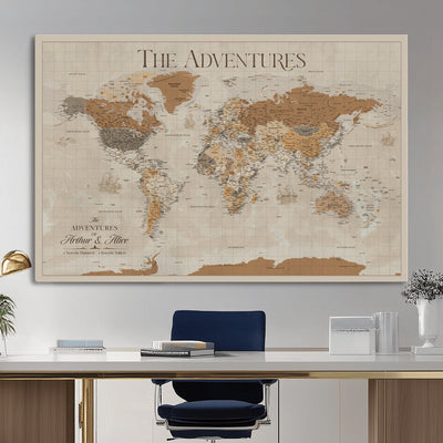 57738274-MGV-CV-36X24 - Custom Push Pin World Map Wall Art Canvas Print | Personalized Travel Tracker - NEWMAP-10