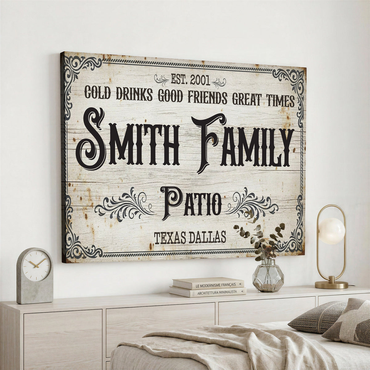 82858529-MGV-CV-36X24 - Custom Family Patio Sign Wall Art Canvas Print, Personalized Rustic Backyard Decor
