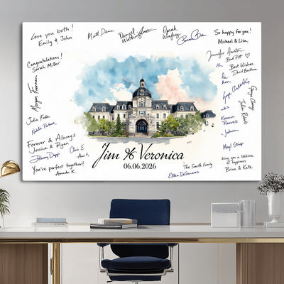 38232057-MGV-CV-36X24 - Wedding Guest Book Alternative Wall Art Canvas Print, Personalized Couple Photo Guestbook Wedding Signature Poster, Custom Couple Photo Guestbook Canvas
