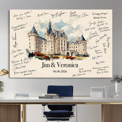 55883547-MGV-CV-36X24 - Wedding Guest Book Alternative Wall Art Canvas Print, Personalized Couple Photo Guestbook Wedding Signature Poster, Custom Couple Photo Guestbook Canvas