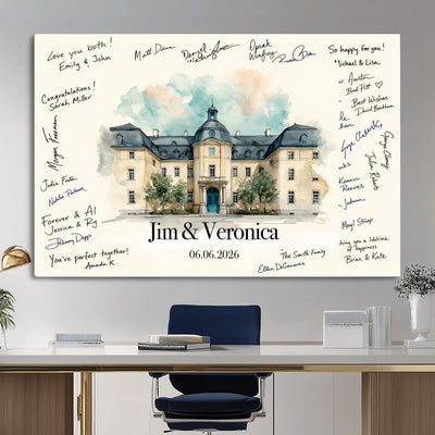 13409147-MGV-CV-36X24 - Wedding Guest Book Alternative Wall Art Canvas Print, Personalized Couple Photo Guestbook Wedding Signature Poster, Custom Couple Photo Guestbook Canvas