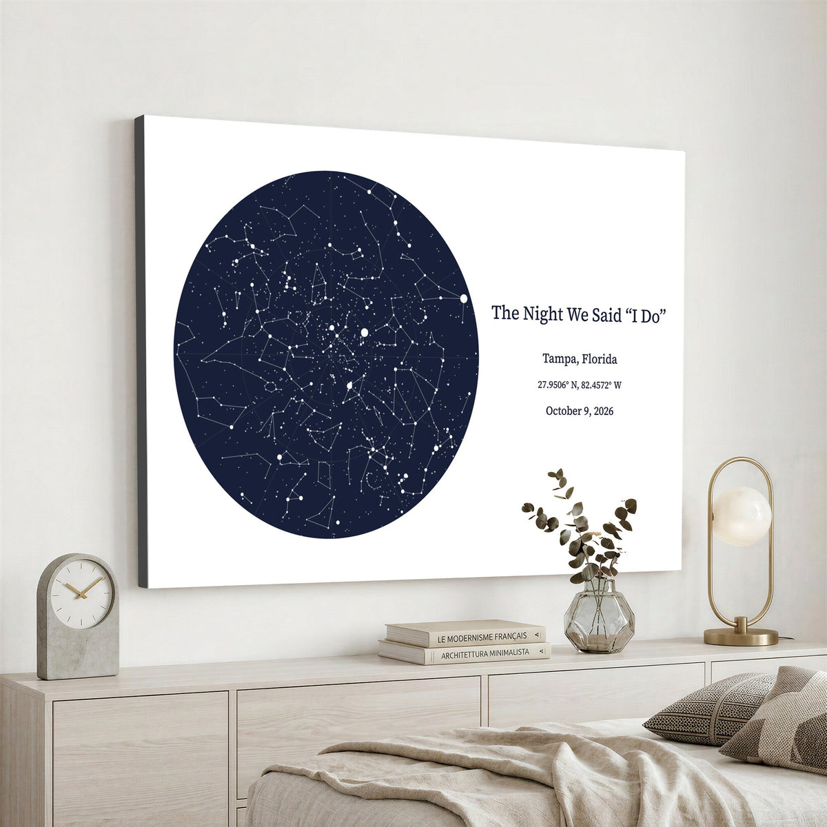 CSTM914STR-MGV-CV-36X24 - Custom Star Map Canvas Print – Personalized Night Sky Wall Art by Date and Location