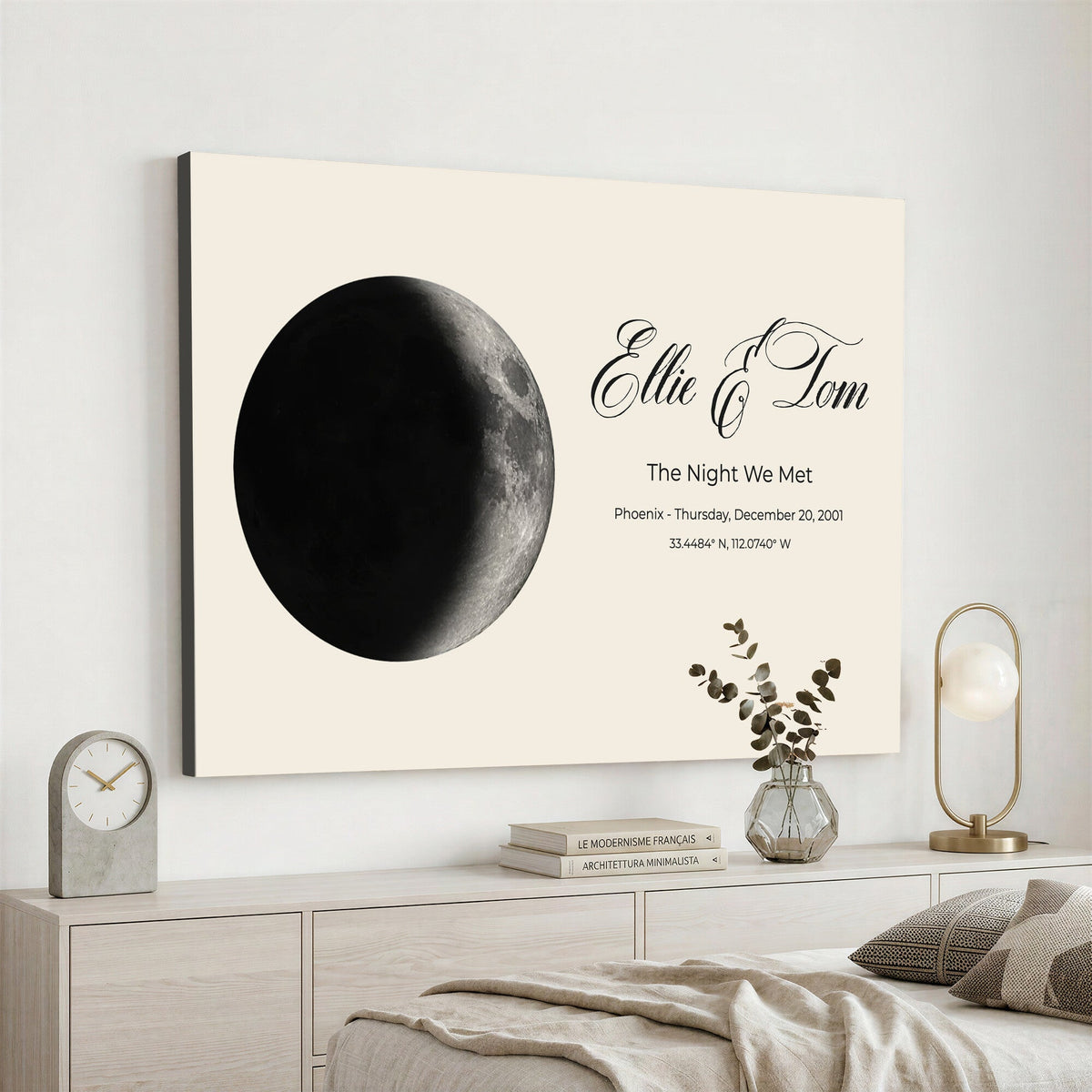 CSTM914MOON-MGV-CV-36X24 - Moon Phase Canvas Print – Personalized Moon from the Night You Met Wall Art