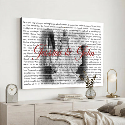 CSTM914LIRIK-MGV-CV-36X24 - Song Lyrics over Photo Canvas Print – Personalized Wedding Song and Photo Wall Art