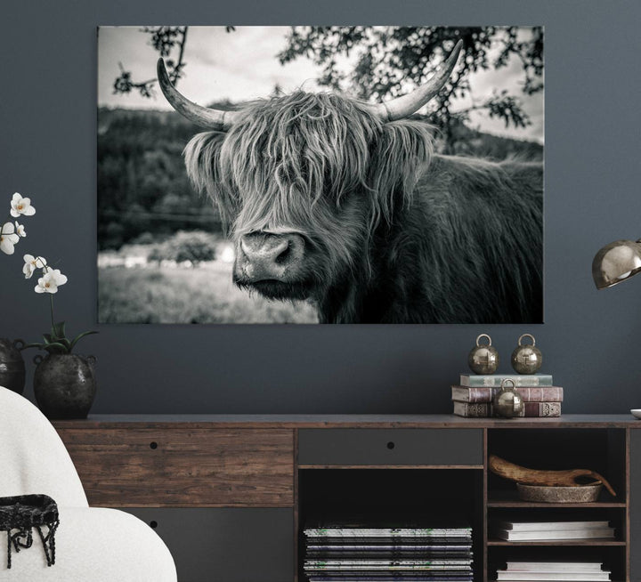 Highland Cow Wall Art Canvas Print Scottish Cattle Canvas Art