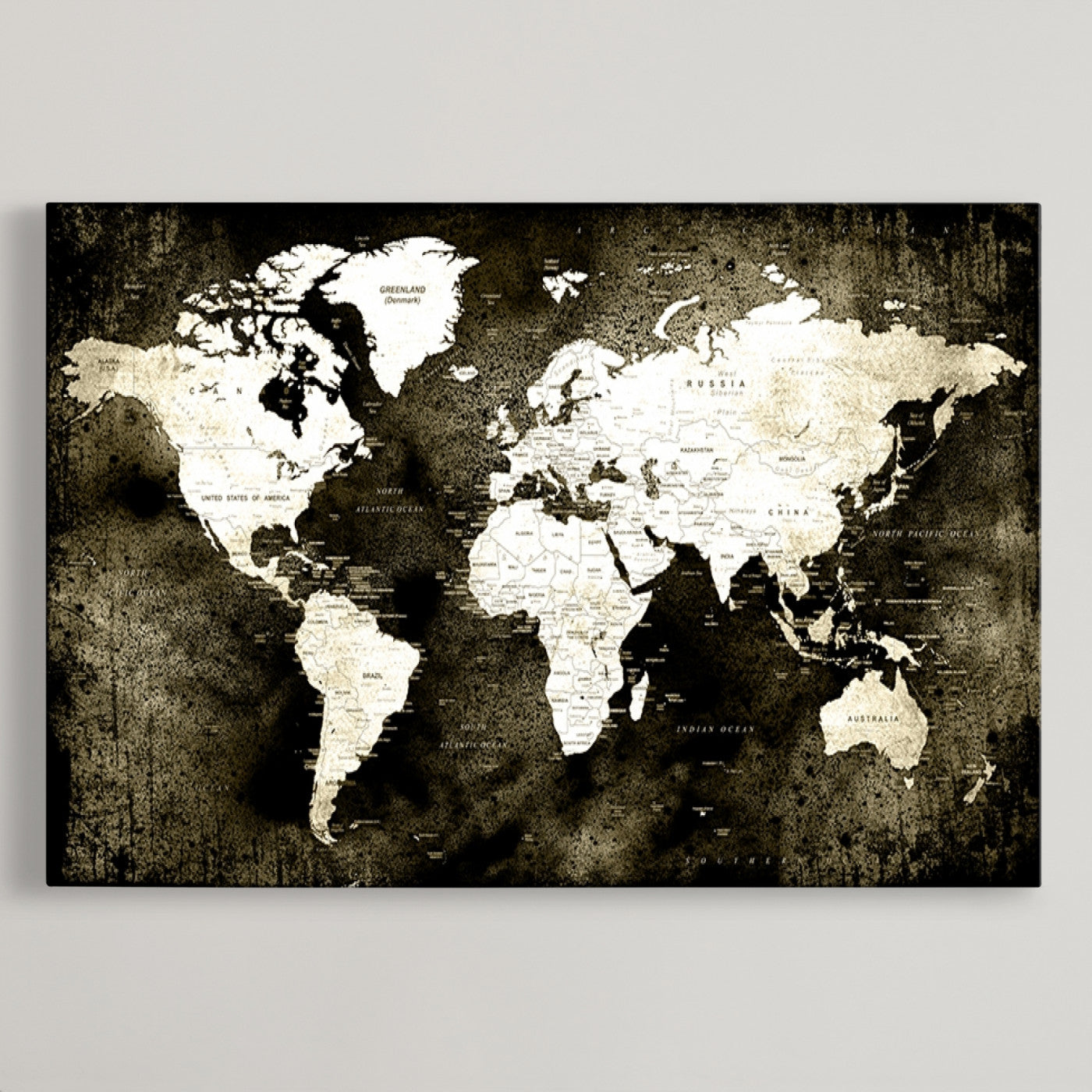 66737-MGV-CV-36X24-Push Pin World Map Canvas Print – Framed Wall Art for Couples to Track Their Travels – Anniversary Gift or Home Adventure Decor