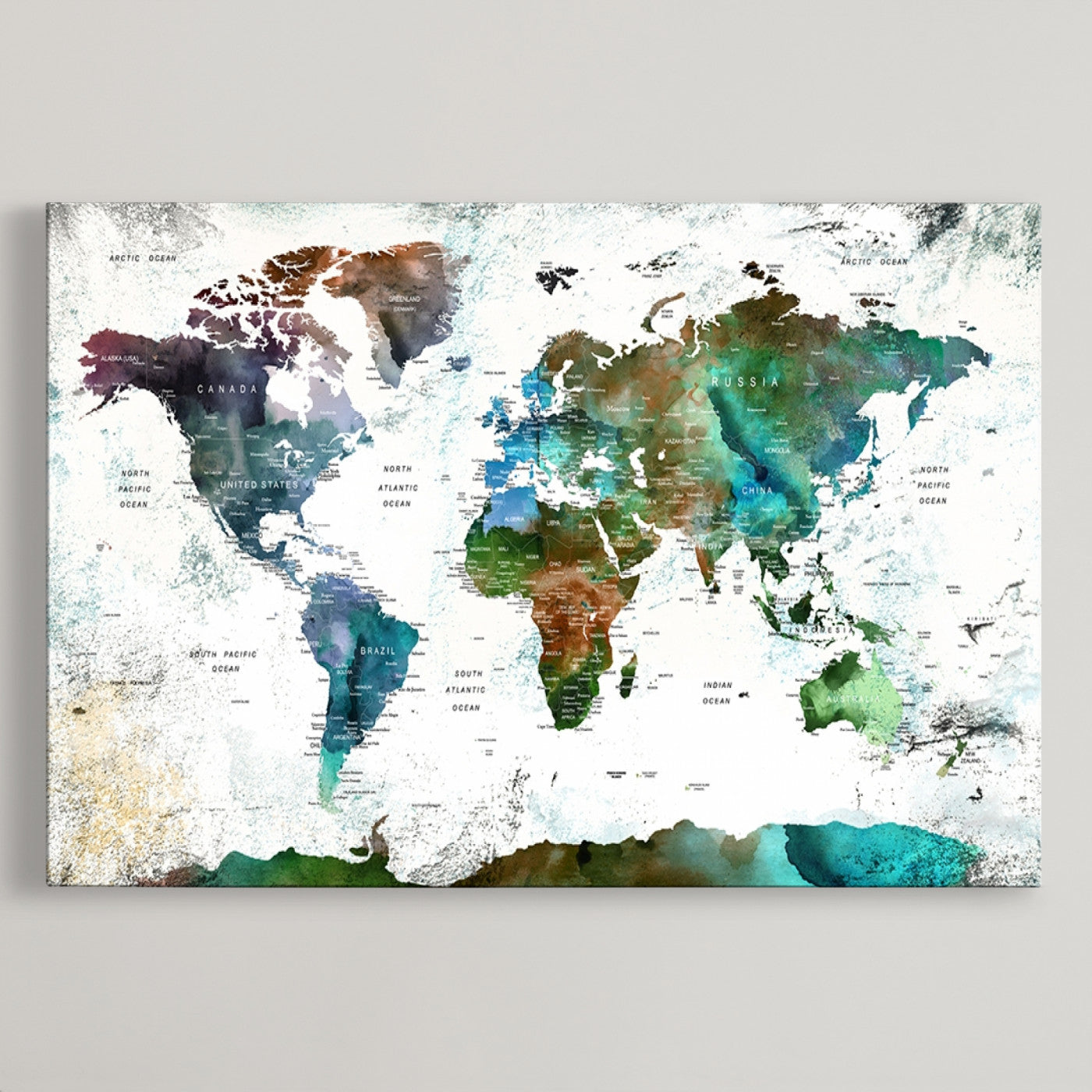 Push Pin World Map Canvas Print – Framed Wall Art for Couples to Track Their Travels – Anniversary Gift or Home Adventure Decor