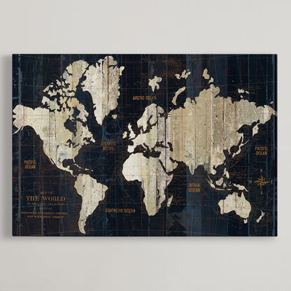 Push Pin World Map Canvas Print – Framed Wall Art for Couples to Track Their Travels – Anniversary Gift or Home Adventure Decor