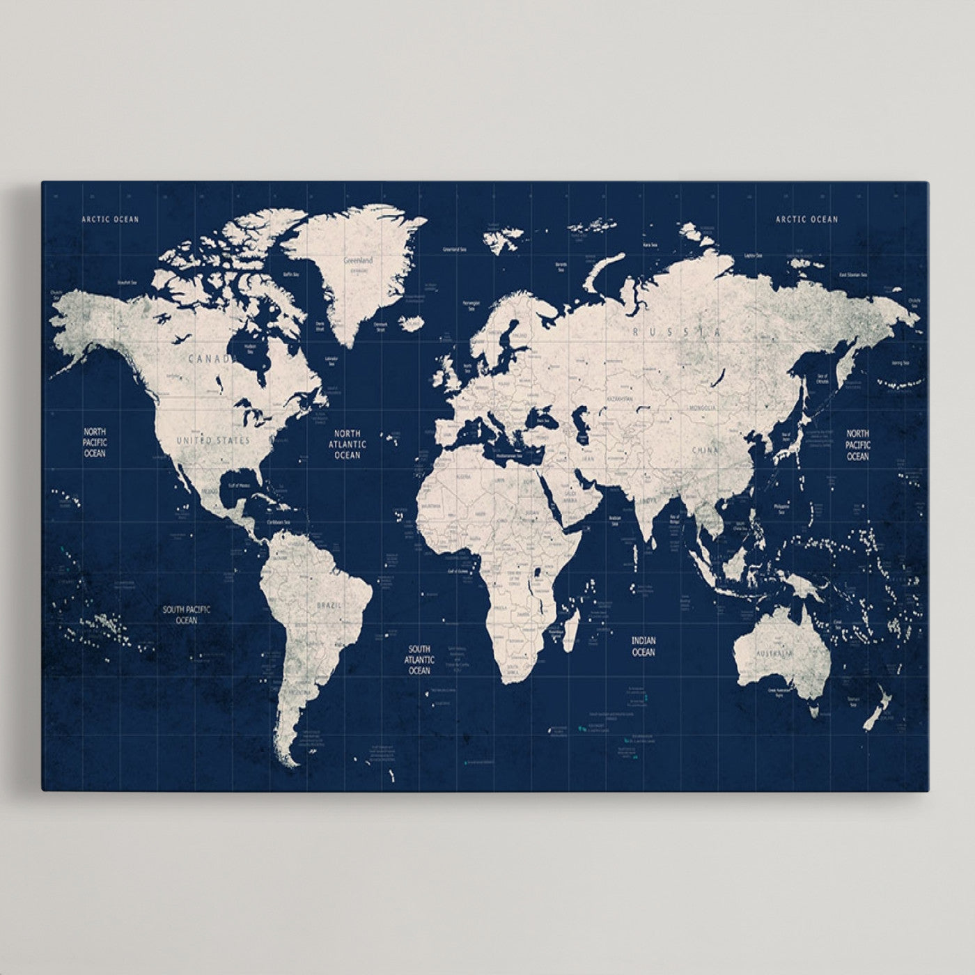 Push Pin World Map Canvas Print – Framed Wall Art for Couples to Track Their Travels – Anniversary Gift or Home Adventure Decor