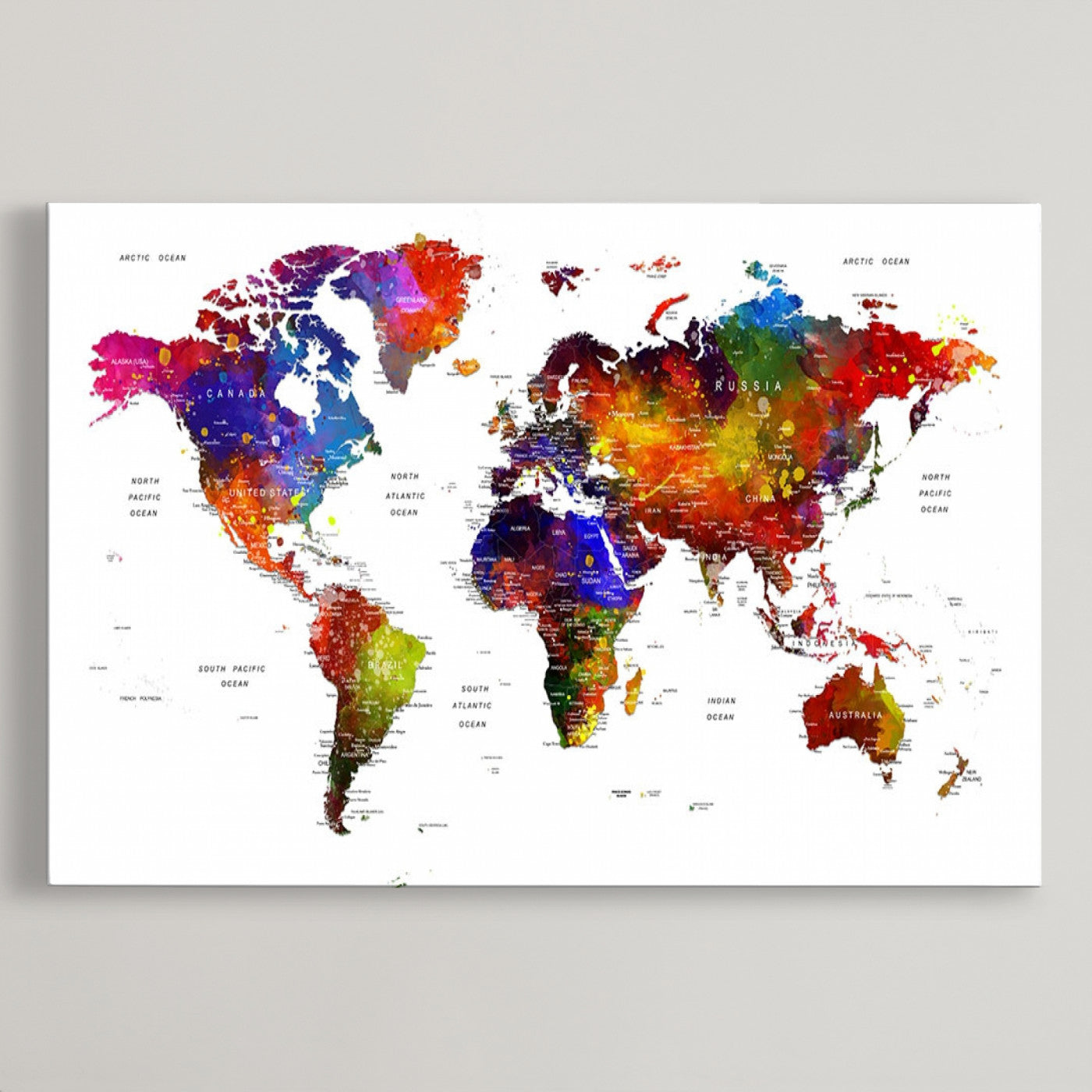 Push Pin World Map Canvas Print – Framed Wall Art for Couples to Track Their Travels – Anniversary Gift or Home Adventure Decor