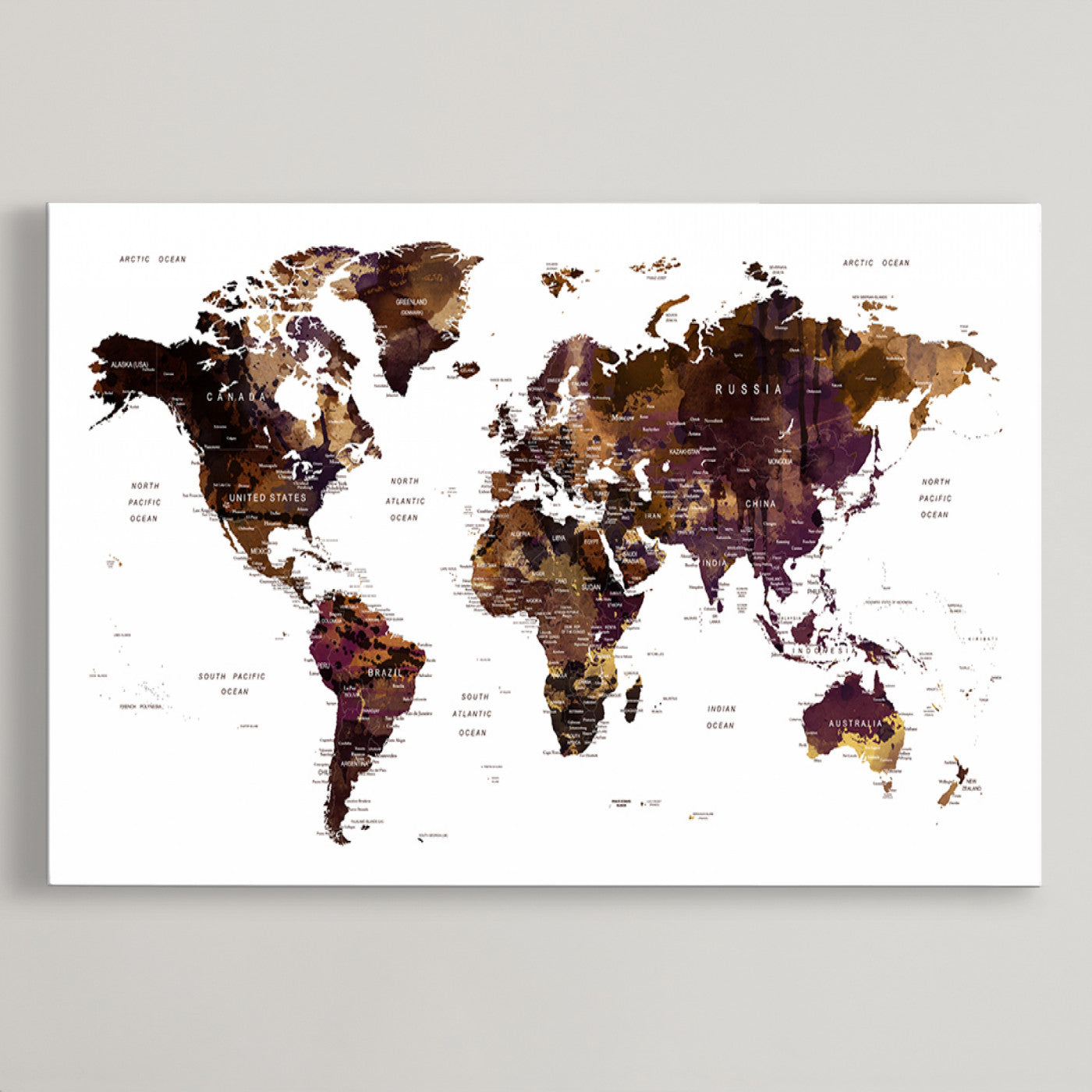 Push Pin World Map Canvas Print – Framed Wall Art for Couples to Track Their Travels – Anniversary Gift or Home Adventure Decor