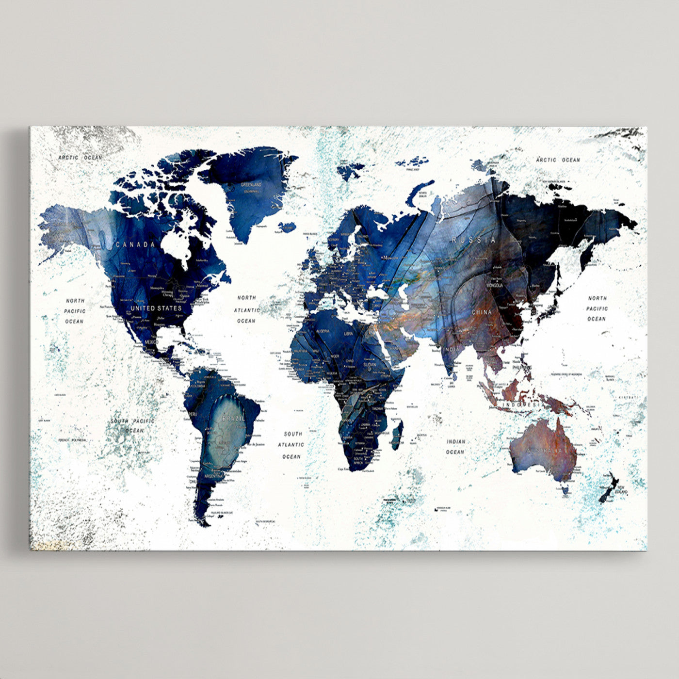 Push Pin World Map Canvas Print – Framed Wall Art for Couples to Track Their Travels – Anniversary Gift or Home Adventure Decor
