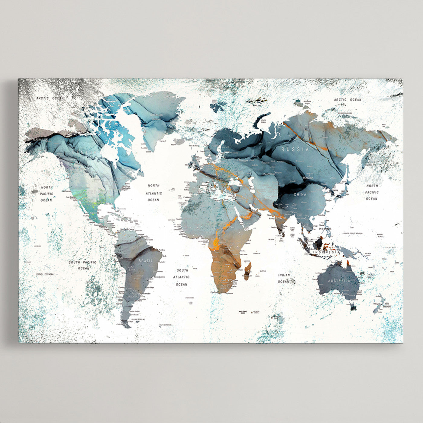 Push Pin World Map Canvas Print – Framed Wall Art for Couples to Track Their Travels – Anniversary Gift or Home Adventure Decor